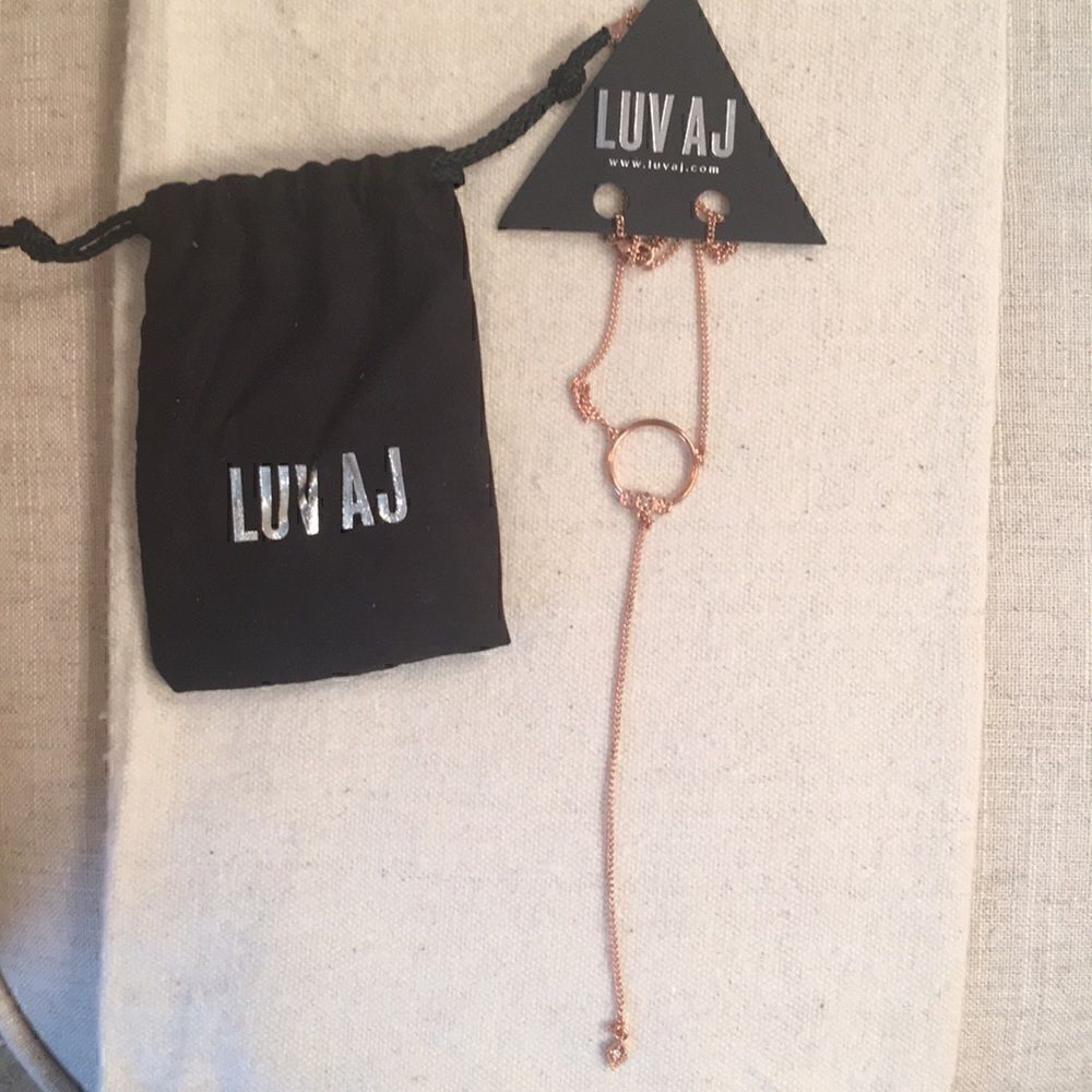 Luv AJ rose gold lariat necklace with crystals